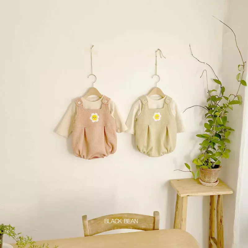 Bebe Waffle Dungarees Set