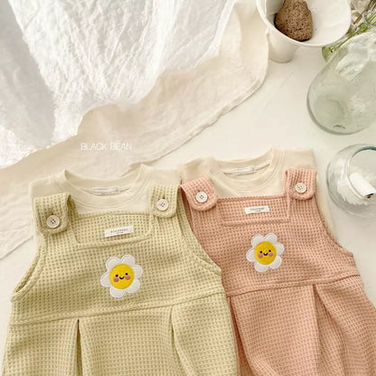 Bebe Waffle Dungarees Set