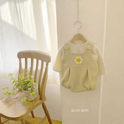 Bebe Waffle Dungarees Set