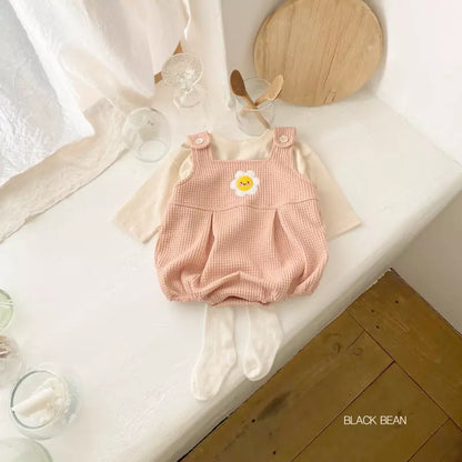 Bebe Waffle Dungarees Set