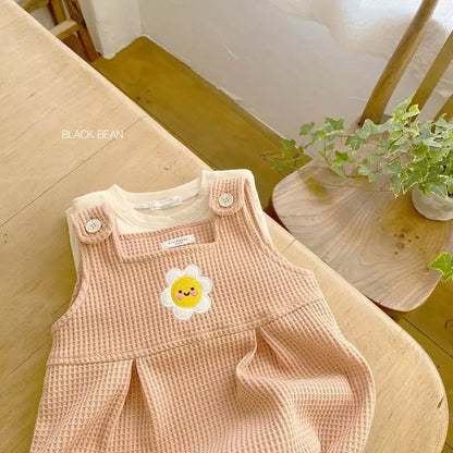 Bebe Waffle Dungarees Set