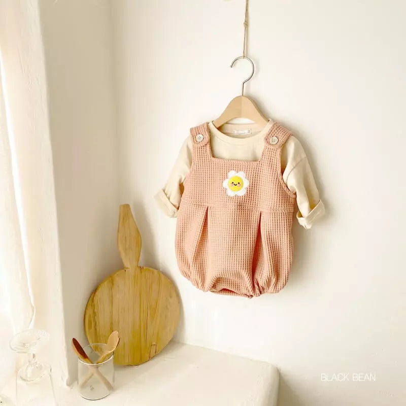 Bebe Waffle Dungarees Set