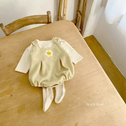 Bebe Waffle Dungarees Set